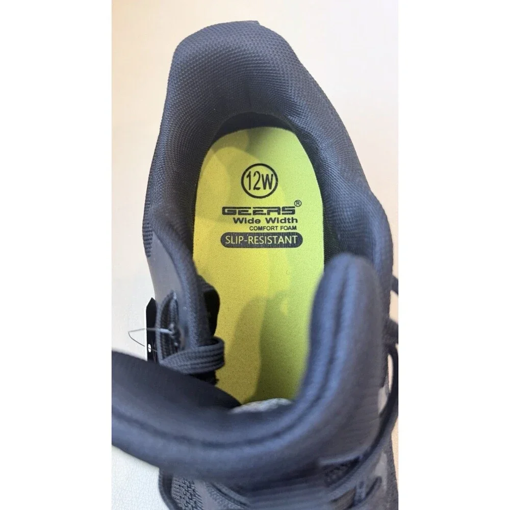 Geers Mens Work Shoes Size 12 W Black Slip Resistant Sneaker Air Cushion